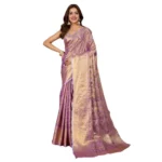 Women's Jacquard Saree With Unstitched Blouse 5.5Mtr (Multicolor) - Image 4
