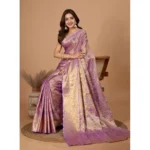 Women's Jacquard Saree With Unstitched Blouse 5.5Mtr (Multicolor) - Image 3