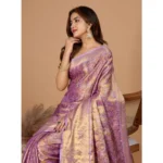 Women's Jacquard Saree With Unstitched Blouse 5.5Mtr (Multicolor) - Image 2