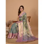 Women's Jacquard Saree With Unstitched Blouse 5.5Mtr (Multicolor) - Image 3