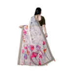 Women's Georgette Floral Printed Saree With Unstitched Blouse 5.5Mtr (Beige) - Image 3