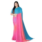 Women's Georgette Floral Printed Saree With Unstitched Blouse 5.5Mtr (Multicolor) - Image 3
