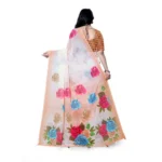Women's Georgette Floral Printed Saree With Unstitched Blouse 5.5Mtr (Orange) - Image 4