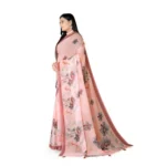 Women's Georgette Floral Printed Saree With Unstitched Blouse 5.5Mtr (Peach) - Image 3