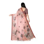 Women's Georgette Floral Printed Saree With Unstitched Blouse 5.5Mtr (Peach) - Image 2