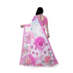 Women's Georgette Floral Printed Saree With Unstitched Blouse 5.5Mtr (Pink) - Image 2