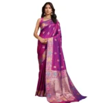 Women's Faux_Banarasi_Silk Woven Saree With Unstitched Blouse 5.5Mtr (Magenta) - Image 3