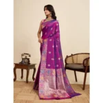 Women's Faux_Banarasi_Silk Woven Saree With Unstitched Blouse 5.5Mtr (Magenta)