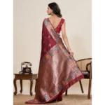 Women's Faux_Banarasi_Silk Woven Saree With Unstitched Blouse 5.5Mtr (Maroon) - Image 2