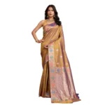 Women's Faux_Banarasi_Silk Woven Saree With Unstitched Blouse 5.5Mtr (Mustard) - Image 3