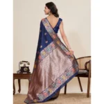 Women's Faux_Banarasi_Silk Woven Saree With Unstitched Blouse 5.5Mtr (Navy_Blue) - Image 2
