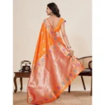 Women's Faux_Banarasi_Silk Woven Saree With Unstitched Blouse 5.5Mtr (Orange) - Image 2
