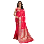 Women's Faux_Banarasi_Silk Woven Saree With Unstitched Blouse 5.5Mtr (Red) - Image 3