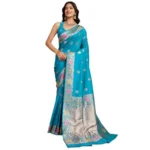 Women's Faux_Banarasi_Silk Woven Saree With Unstitched Blouse 5.5Mtr (Turquoise) - Image 3
