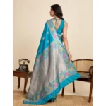 Women's Faux_Banarasi_Silk Woven Saree With Unstitched Blouse 5.5Mtr (Turquoise) - Image 2