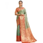 Women's Faux_Banarasi_Silk Woven Saree With Unstitched Blouse 5.5Mtr (Green) - Image 3