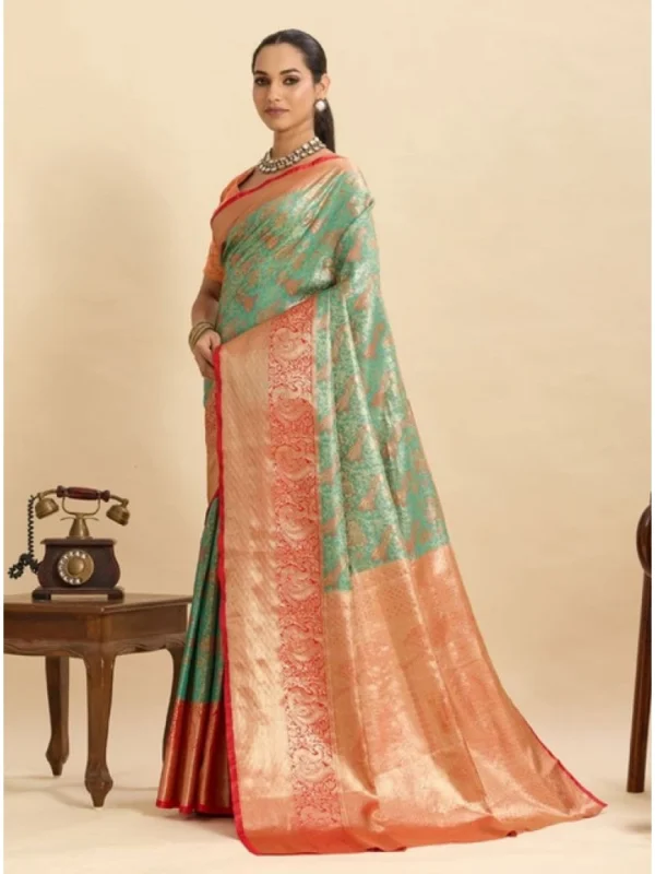 Women's Faux_Banarasi_Silk Woven Saree With Unstitched Blouse 5.5Mtr (Green)