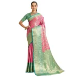 Women's Faux_Banarasi_Silk Woven Saree With Unstitched Blouse 5.5Mtr (Pink) - Image 3