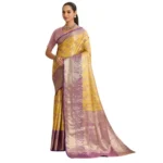 Women's Faux_Banarasi_Silk Woven Saree With Unstitched Blouse 5.5Mtr (Yellow) - Image 3