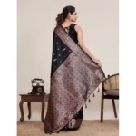 Women's Jacquard Woven Saree With Unstitched Blouse 5.5Mtr (Black) - Image 2