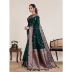 Women's Jacquard Woven Saree With Unstitched Blouse 5.5Mtr (Green)