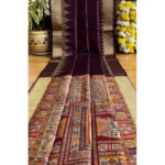 Women's Tussar Silk Madhubani Saree With Unstitched Blouse 5.5Mtr (Coffee) - Image 4
