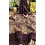 Women's Tussar Silk Madhubani Saree With Unstitched Blouse 5.5Mtr (Coffee) - Image 3