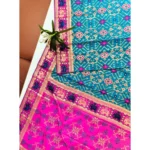 Women's Patola Silk Meena And Zari Woven Saree With Unstitched Blouse 5.5Mtr (Blue) - Image 3