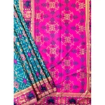 Women's Patola Silk Meena And Zari Woven Saree With Unstitched Blouse 5.5Mtr (Blue) - Image 4