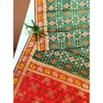 Women's Patola Silk Meena And Zari Woven Saree With Unstitched Blouse 5.5Mtr (Green) - Image 4