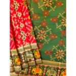Women's Patola Silk Meena And Zari Woven Saree With Unstitched Blouse 5.5Mtr (Red) - Image 3