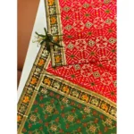 Women's Patola Silk Meena And Zari Woven Saree With Unstitched Blouse 5.5Mtr (Red) - Image 4