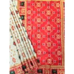 Women's Patola Silk Meena And Zari Woven Saree With Unstitched Blouse 5.5Mtr (White) - Image 3