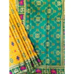 Women's Patola Silk Meena And Zari Woven Saree With Unstitched Blouse 5.5Mtr (Yellow) - Image 3
