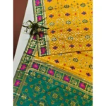 Women's Patola Silk Meena And Zari Woven Saree With Unstitched Blouse 5.5Mtr (Yellow) - Image 4