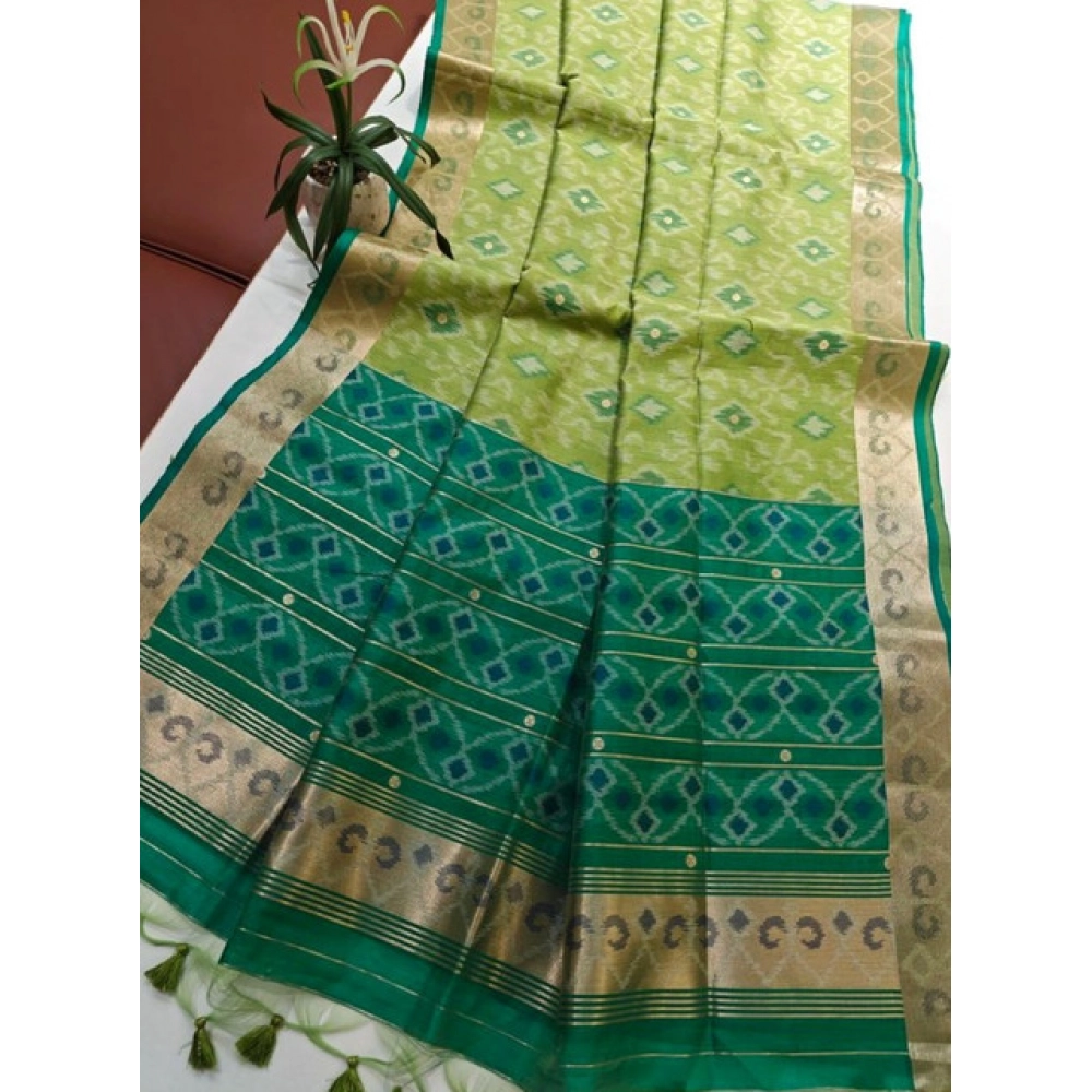 PID-65637-Generic-Women-S-Raw-Silk-Ikkat-Saree-With-Unstitched-Blouse-5-5-Mtr-Green-2-1000x1000-1.webp Women's Raw Silk Ikkat Saree With Unstitched Blouse 5.5Mtr (Green) - Image 1