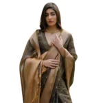 Women's Silk_Blend Butti Pattern Saree With Unstitched Blouse 5.5Mtr (Coffee) - Image 4