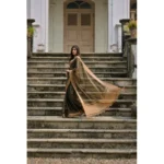 Women's Silk_Blend Butti Pattern Saree With Unstitched Blouse 5.5Mtr (Coffee) - Image 2