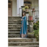 Women's Silk_Blend Butti Pattern Saree With Unstitched Blouse 5.5Mtr (Teal)