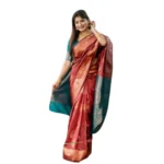 Women's Katan_Silk Zari_Weaving Saree With Unstitched Blouse 5.5Mtr (Maroon) - Image 4