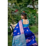 Women's Katan_Silk Zari_Weaving Saree With Unstitched Blouse 5.5Mtr (Royal_Blue) - Image 2