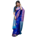 Women's Katan_Silk Zari_Weaving Saree With Unstitched Blouse 5.5Mtr (Royal_Blue) - Image 4
