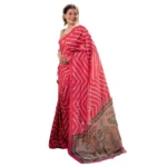 Women's Faux_Tussar_Silk Geometric_Print Saree With Unstitched Blouse 5.5Mtr (Pink) - Image 3