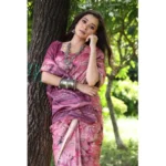 Women's Faux_Tussar_Silk Abstract_Print Saree With Unstitched Blouse 5.5Mtr (Pink) - Image 2
