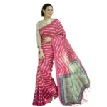 Women's Faux_Tussar_Silk Geometric_Print Saree With Unstitched Blouse 5.5Mtr (Light_Pink) - Image 3