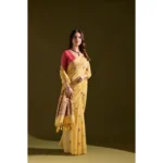 Women's Blended_Cotton Floral Saree With Unstitched Blouse 5.5Mtr (Mustard)