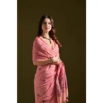 Women's Blended_Cotton Floral Saree With Unstitched Blouse 5.5Mtr (Pink) - Image 2