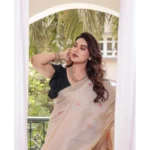Women's Blended_Cotton Woven_Motifs Saree With Unstitched Blouse 5.5Mtr (Light_Beige) - Image 3