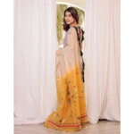 Women's Blended_Cotton Woven_Motifs Saree With Unstitched Blouse 5.5Mtr (Yellow) - Image 2