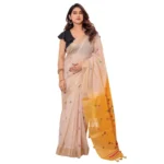 Women's Blended_Cotton Woven_Motifs Saree With Unstitched Blouse 5.5Mtr (Yellow) - Image 4